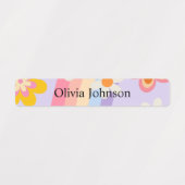 Retro Rainbow groovy Kids Waterproof Name Labels Etiketten (Design 1)
