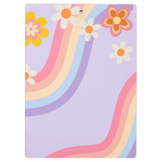 Retro Rainbow Groovy Klemmbrett (Rückseite)