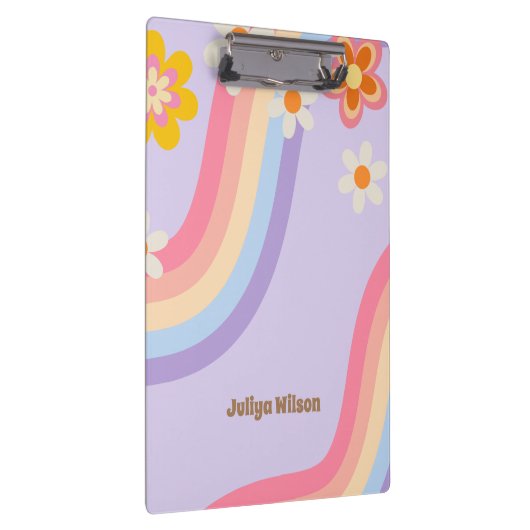 Retro Rainbow Groovy Klemmbrett (Rechts)