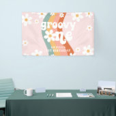 Retro Rainbow Groovy One Daisy 1. Banner (Messeveranstaltung)