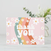 Retro Rainbow Groovy One Daisy Dankeschön Karte (Stehend Vorderseite)