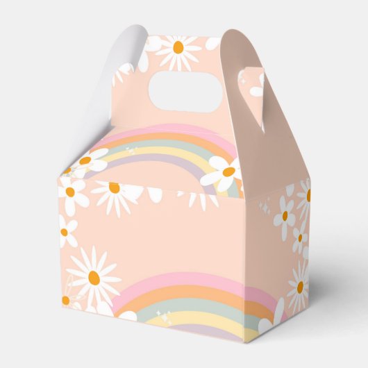 Retro Rainbow Groovy One Daisy Geschenkschachtel (Rückseite)