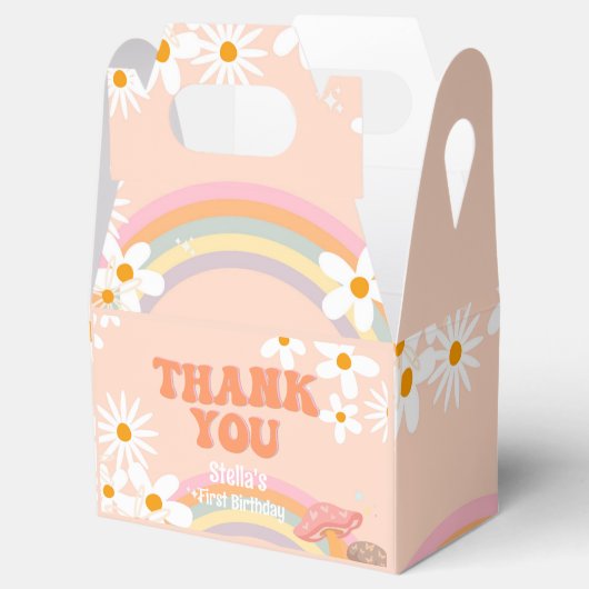 Retro Rainbow Groovy One Daisy Geschenkschachtel (Geöffnet)