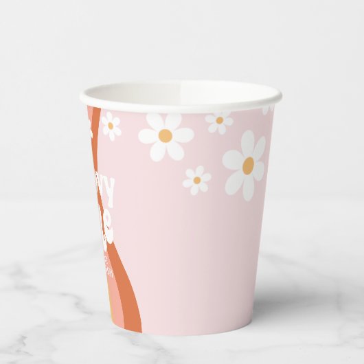 Retro Rainbow Groovy One Daisy Pappbecher (Links)