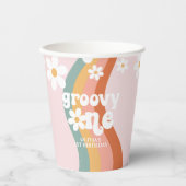 Retro Rainbow Groovy One Daisy Pappbecher (Vorderseite)