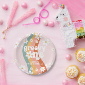 Retro Rainbow Groovy One Daisy Pappteller (Party)