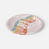 Retro Rainbow Groovy One Daisy Pappteller (Schrägansicht)