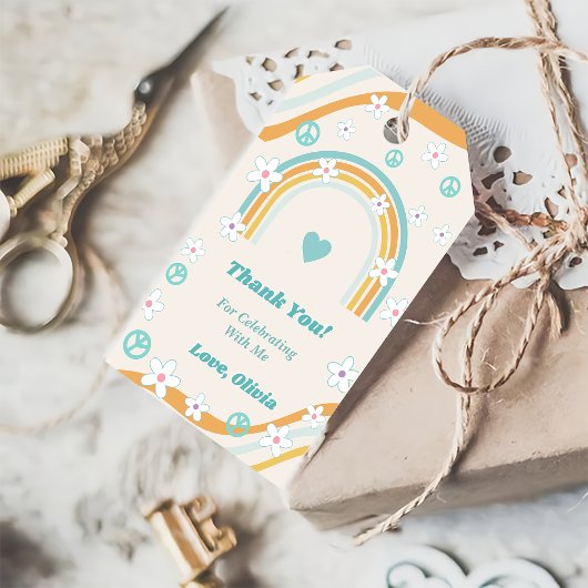 Retro Rainbow Groovy Vielen Dank für Ihr Geschenk Geschenkanhänger