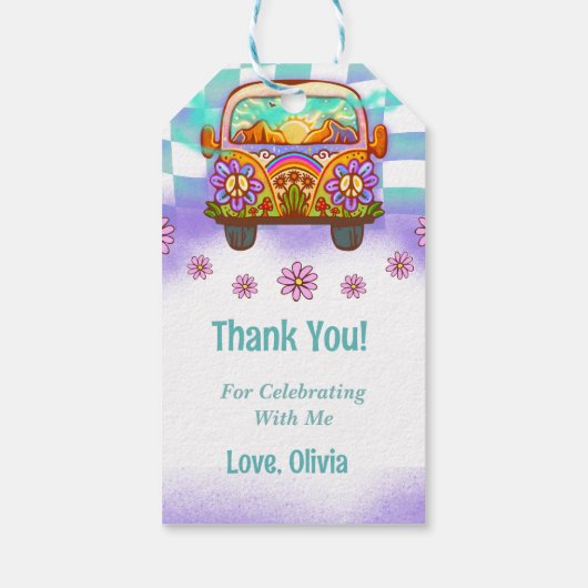 Retro Rainbow Groovy Vielen Dank für Ihr Geschenk Geschenkanhänger (Rückseite)