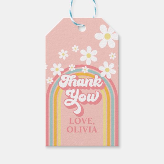 Retro Rainbow Groovy Vielen Dank Geschenkanhänger (Vorderseite)