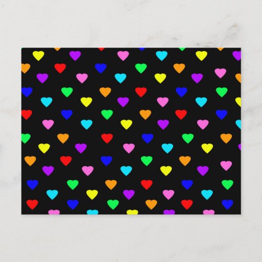 Retro Rainbow Hearprint - Schwarz Postkarte (Vorderseite)