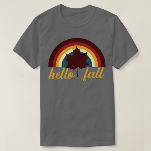 Retro Rainbow Hello Fall T-Shirt (Design vorne)