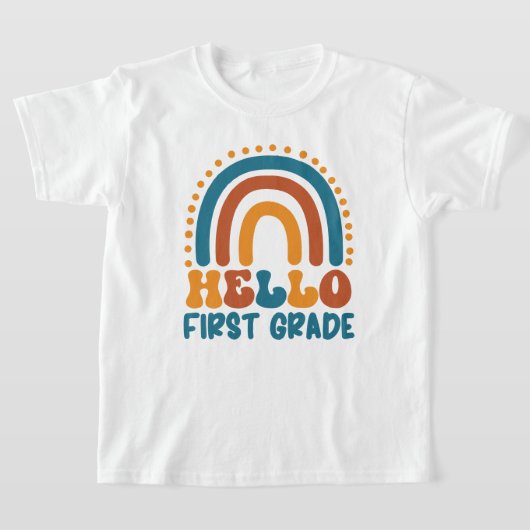 Retro Rainbow Hello First Grade boho farbenfroh T-Shirt (Ablage )