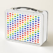 Retro-Rainbow-Herzen der 80er Jahre Metall Brotdose (Rückseite)