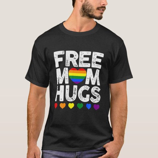 Retro Rainbow Herzfreie Mama Gay LGBT Pride T-Shirt (Vorderseite)