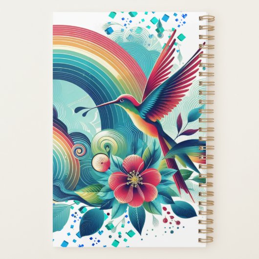 Retro Rainbow Hummingbird Weekly Planner Planer (Rückseite)