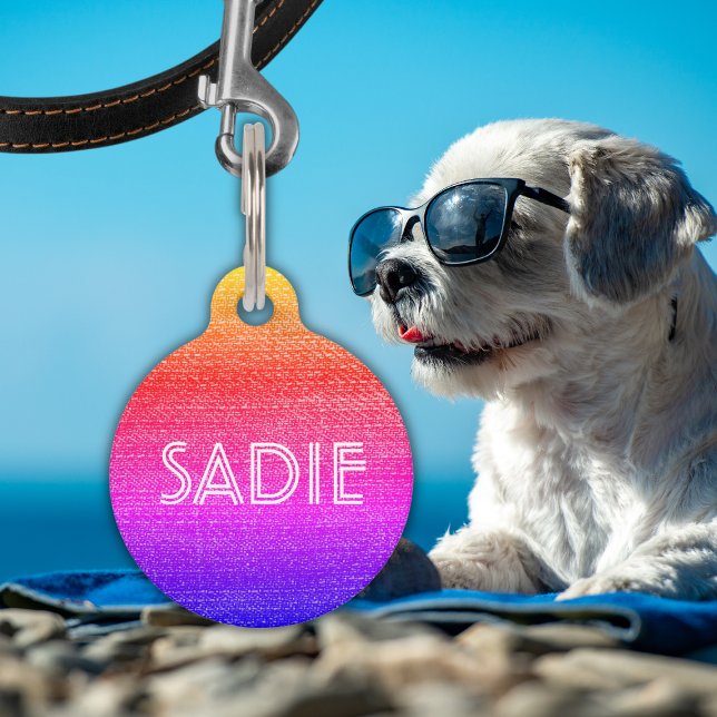 Retro Rainbow Hund oder Katze Name und Information Haustiermarke (Von Creator hochgeladen)