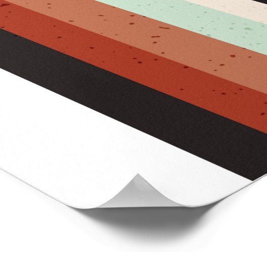 Retro Rainbow in Terracotta Mint & Beige Art Print Poster (Ecke)