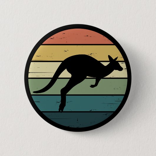 Retro Rainbow Kangaroo Button (Vorderseite)