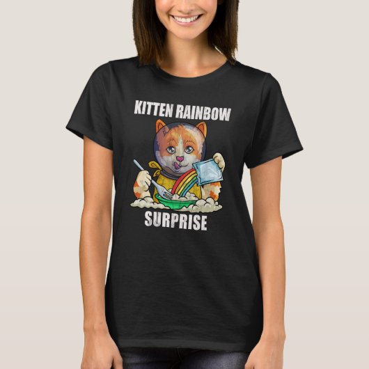 Retro Rainbow Kitten Überraschung Vintager Grunge  T-Shirt (Vorderseite)