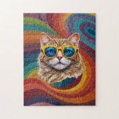 Retro Rainbow LGBTQ+ Cool Gay Cat Puzzle (Vertikal)
