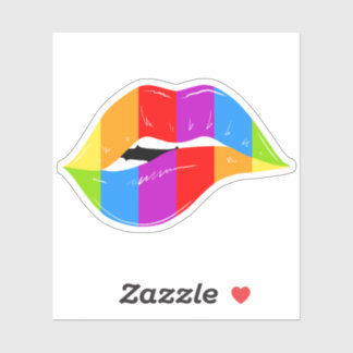 Retro Rainbow Lips Prix Kiss Cut Sticker