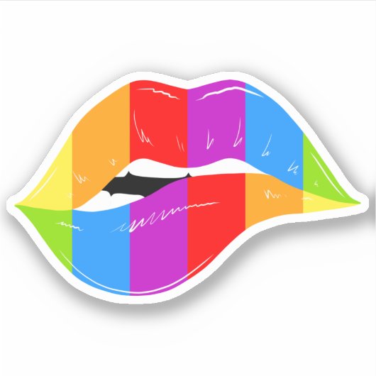 Retro Rainbow Lips Prix Kiss Cut Sticker (Vorderseite)