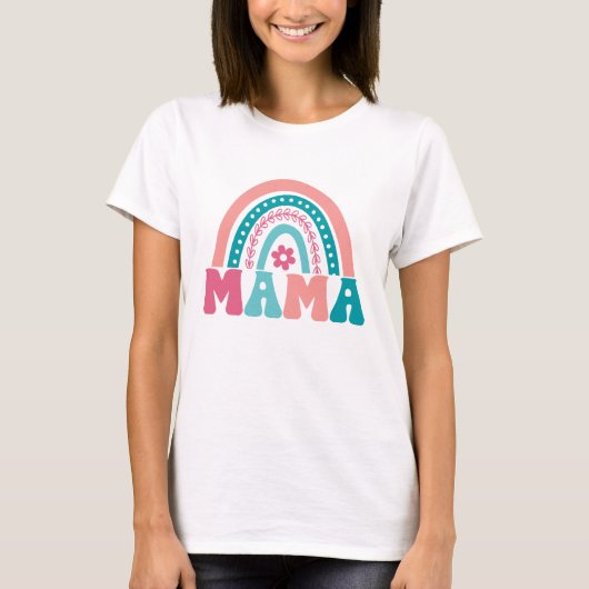 Retro Rainbow Mama T-Shirt (Vorderseite)