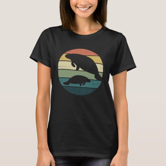 Retro Rainbow Manatee für Florida Manatee T-Shirt (Vorderseite)
