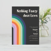 Retro Rainbow Moderne 70er Dark Wedding Einladung (Stehend Vorderseite)