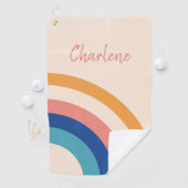 Retro Rainbow Monogramm Golfhandtuch (Insitu)