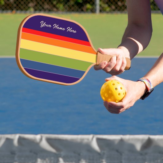 Retro Rainbow Navy Orange Olive Green Individuelle Pickleball Schläger (InSitu)