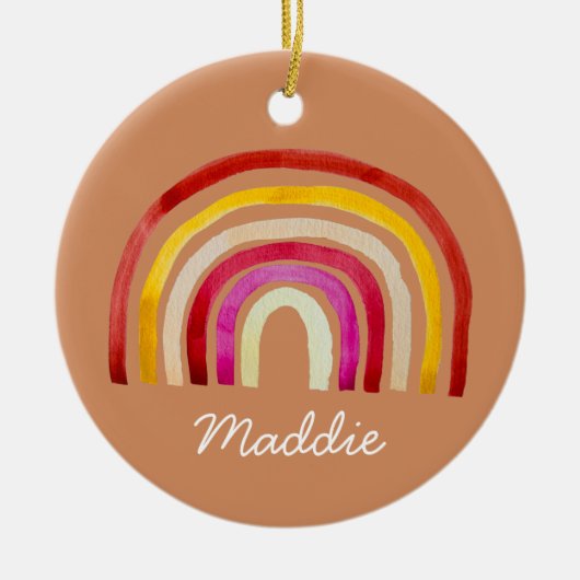 Retro Rainbow niedliche Wasserfarbe Keramik Ornament (Vorne)