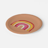 Retro Rainbow niedliche Wasserfarbe Pappteller (Schrägansicht)