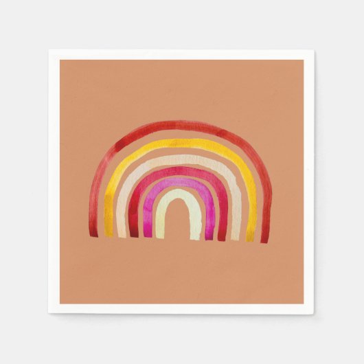 Retro Rainbow niedliche Wasserfarbe Serviette (Vorderseite)