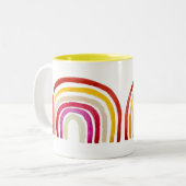 Retro Rainbow niedliche Wasserfarbe Zweifarbige Tasse (Vorderseite Links)