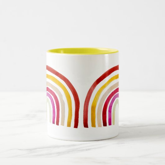 Retro Rainbow niedliche Wasserfarbe Zweifarbige Tasse (Mittel)