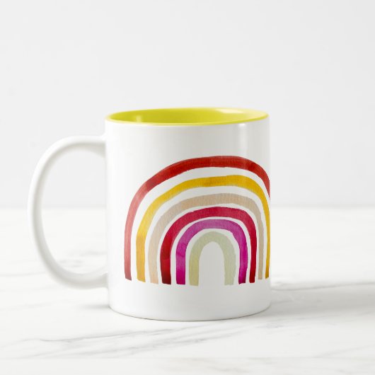 Retro Rainbow niedliche Wasserfarbe Zweifarbige Tasse (Links)