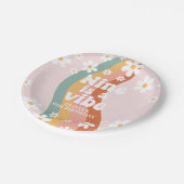 Retro Rainbow Nine ist ein Vibe Daisy 9. Geburtsta Pappteller (Schrägansicht)