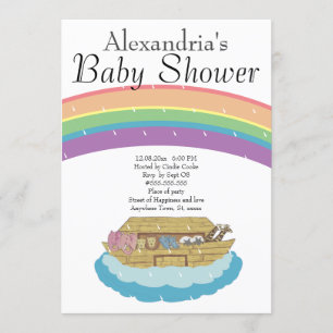 Retro Rainbow Noah's Ark Baby Dusche Einladung