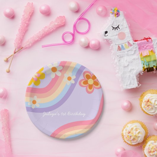 Retro Rainbow Pappteller (Party)