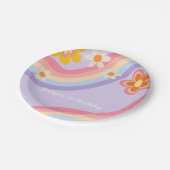 Retro Rainbow Pappteller (Schrägansicht)