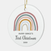 Retro Rainbow Personalisiert Baby's First Christma Keramik Ornament (Links)