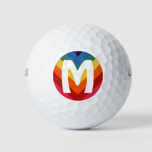 Retro Rainbow Personalisiert Monogramm farbig Golfball