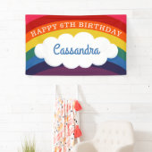 Retro Rainbow Personalisiert Name Happy Birthday Banner (Insitu)