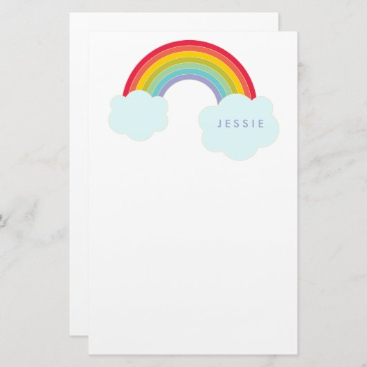 Retro Rainbow Personalisiert Stationer für Kinder Briefpapier (Vorne/Hinten)
