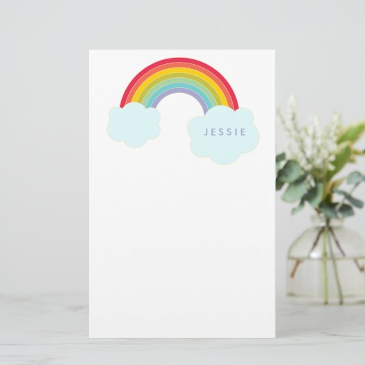 Retro Rainbow Personalisiert Stationer für Kinder Briefpapier (Stehend Vorderseite)