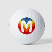 Retro Rainbow Personalisierte Monogramm farbig Golfball (Vorderseite)