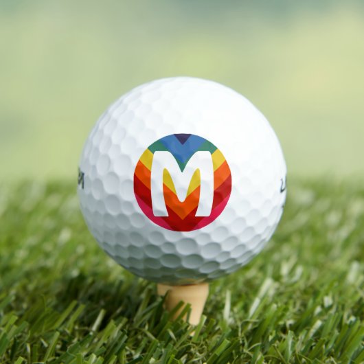 Retro Rainbow Personalisierte Monogramm farbig Golfball (Insitu T-Shirt)