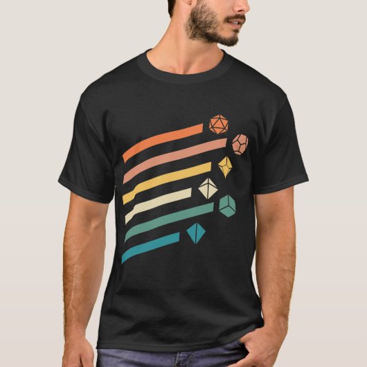 Retro Rainbow Polyhedral Dice Set Colorsabletop RP T-Shirt (Vorderseite)